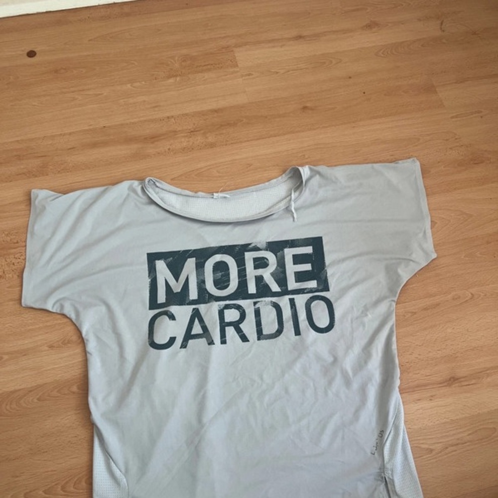 Gray Short Sleeve Tee with 'More Cardio' Print
